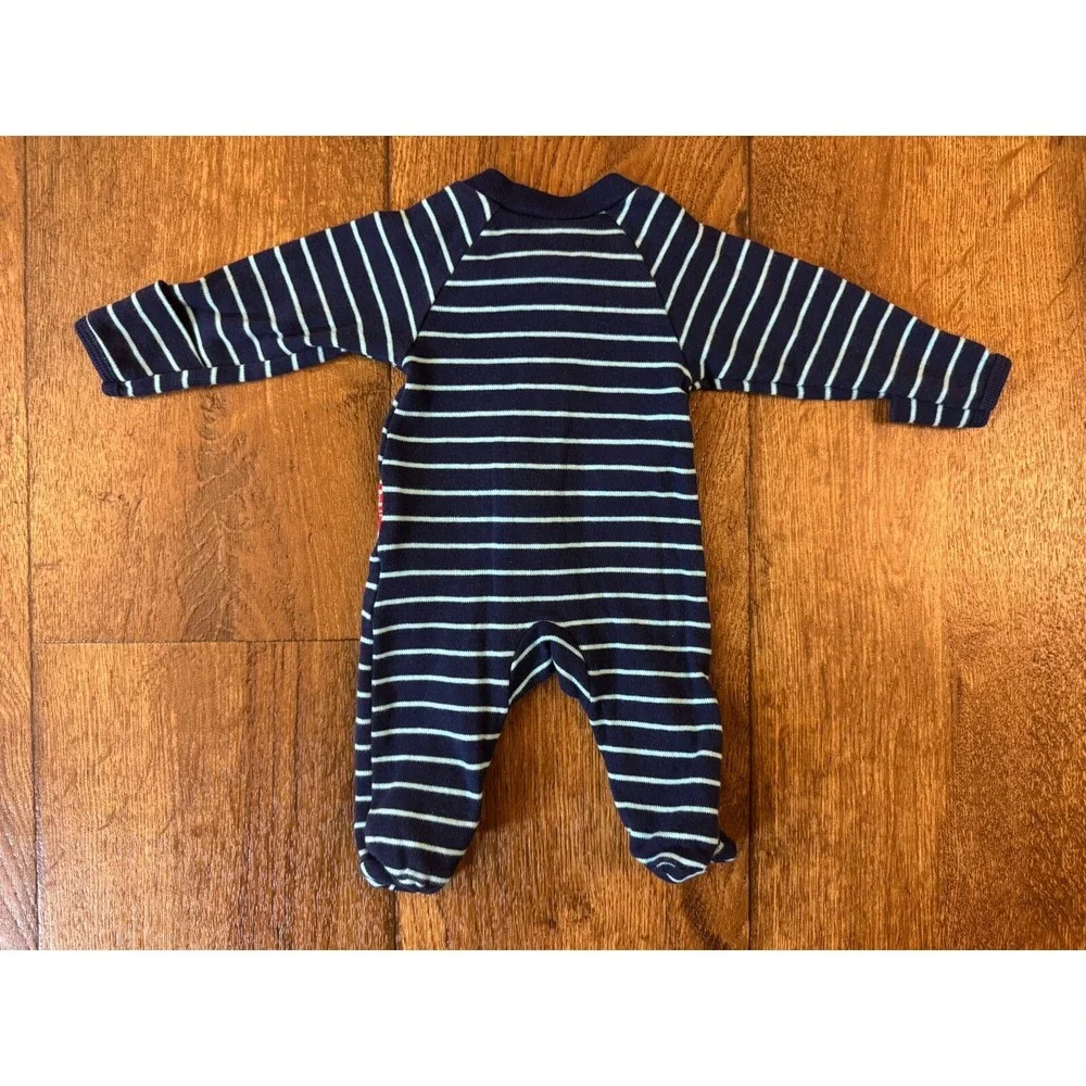 Carters Baby Sleeper Boy Preemie Striped‎ Outfit Romper Blue Red Fire Truck Zips